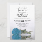 Langjährige Sky Blue Rose Elegante Hochzeit Einladung (Vorderseite)