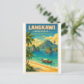Langkawi Island, Malaysia, in a vibrant retro  Postkarte (Stehend Vorderseite)
