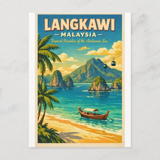 Langkawi Island, Malaysia, in a vibrant retro  Postkarte (Vorderseite)