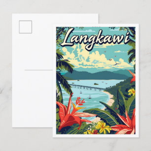 Langkawi Malaysia Künstlerische Reiseillustration Postkarte