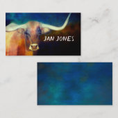 Langkornkuhkunst auf blauem und braunem Brauch Visitenkarte (Vorne/Hinten)