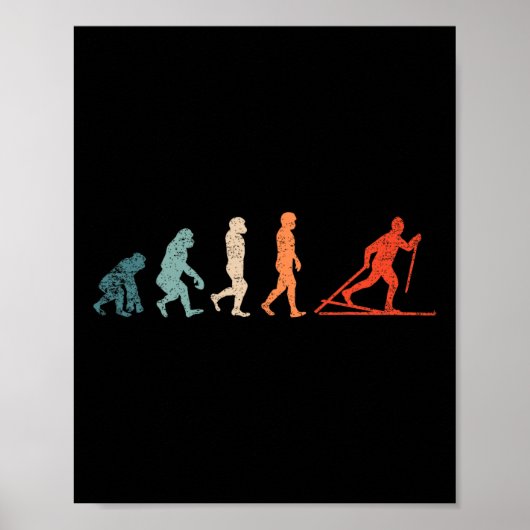 Langlauf-Evolution-XC-Skiing-Outfit Lustiger Ski Poster (Vorne)