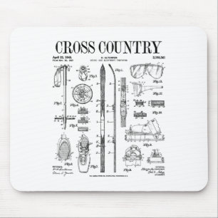 Langlauf Skilanglauf Ski Vintage Patent Ski Mousepad