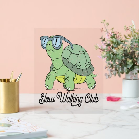 Langlaufen Club Niedlich Funny Turtle Acrylschild (Hochzeit)