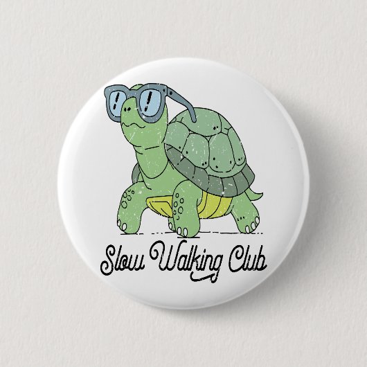 Langlaufen Club Niedlich Funny Turtle Button (Vorderseite)