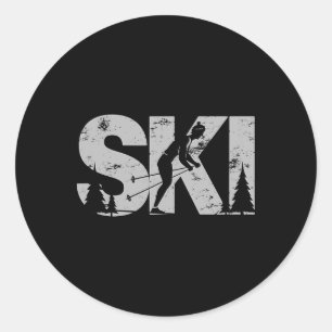 Langlaufen Cool Skifahren Nordic Skier Geschenk Wo Runder Aufkleber