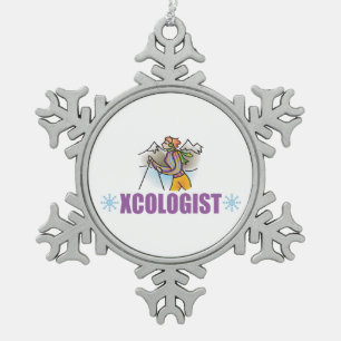 Langlaufen, Frauen Schneeflocken Zinn-Ornament