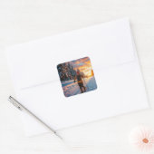 Langlaufen Quadratischer Aufkleber (Umschlag)