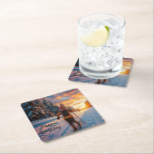 Langlaufen Rechteckiger Pappuntersetzer (Vor Ort)