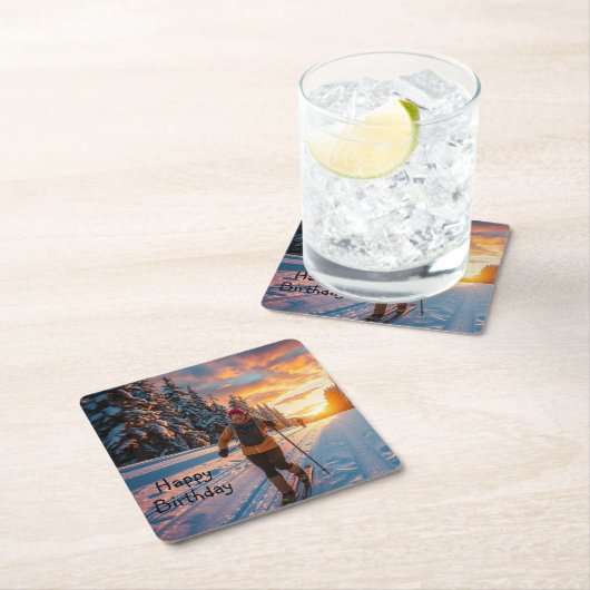 Langlaufen Rechteckiger Pappuntersetzer (Vor Ort)