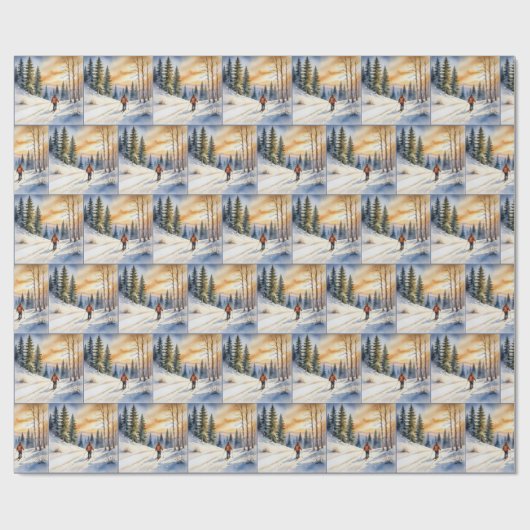 Langläufer im Winterwald Geschenkpapier (Flach)