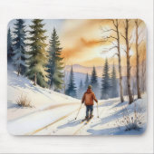 Langläufer im Winterwald Mousepad (Vorne)