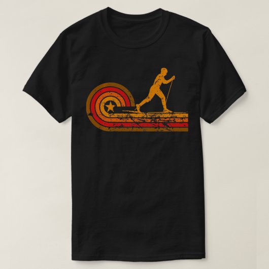 Langlaufloipe Retro Langlaufski T-Shirt (Design vorne)