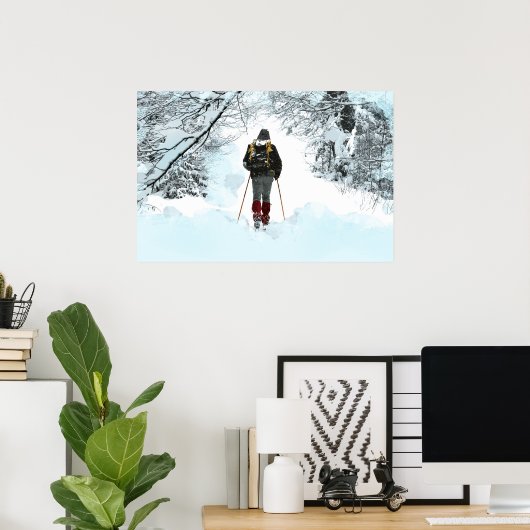 Langlaufloipen durch verschneite Wälder Poster (Heimbüro)