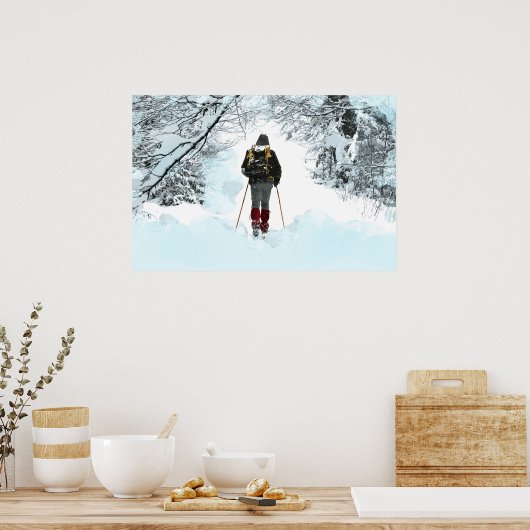 Langlaufloipen durch verschneite Wälder Poster (Küche)