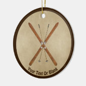 Langlaufski auf altem Papier Keramik Ornament (Links)