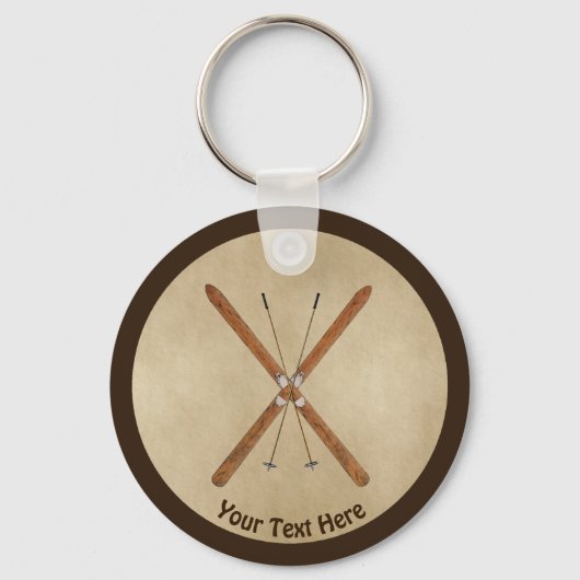 Langlaufski auf altem Papier Schlüsselanhänger (Vorderseite)