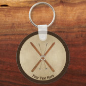 Langlaufski auf altem Papier Schlüsselanhänger (Vorderseite)