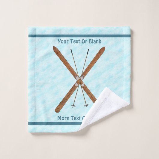 Langlaufski im Schnee Badhandtuch Set (Waschlappen)