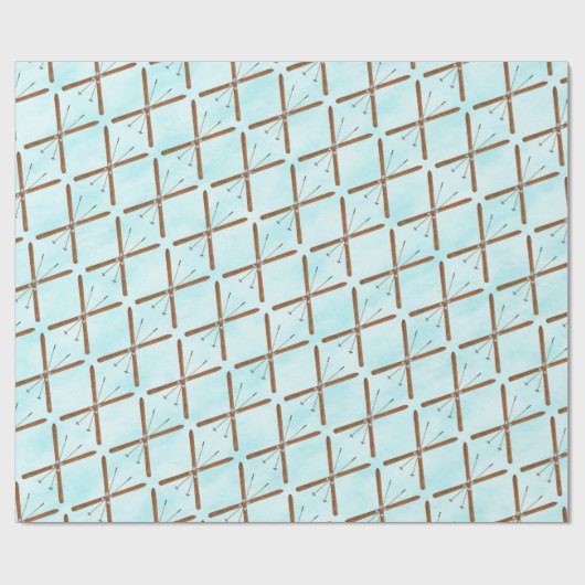 Langlaufski im Schnee Geschenkpapier (Flach)