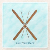 Langlaufski im Schnee Glasuntersetzer (Vorderseite)