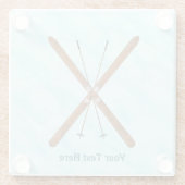 Langlaufski im Schnee Glasuntersetzer (Rückseite)