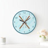 Langlaufski im Schnee Große Wanduhr (Zuhause)