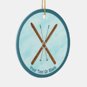 Langlaufski im Schnee Keramik Ornament (Rechts)