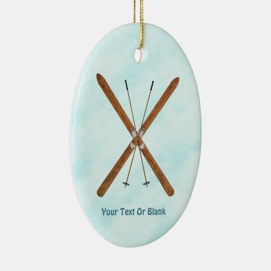 Langlaufski im Schnee Keramik Ornament (Rechts)