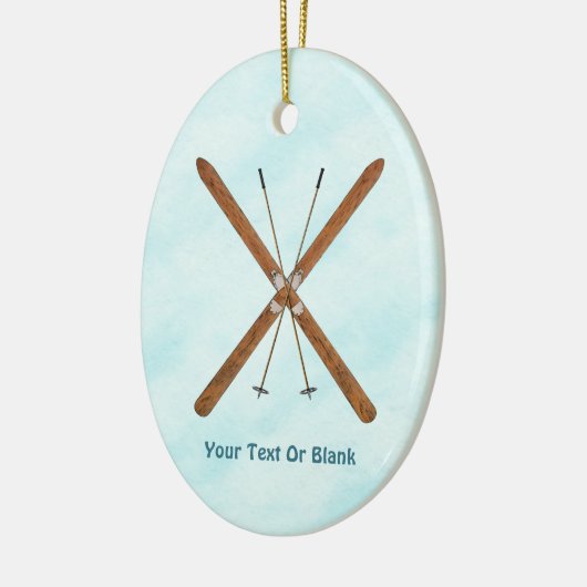 Langlaufski im Schnee Keramik Ornament (Links)