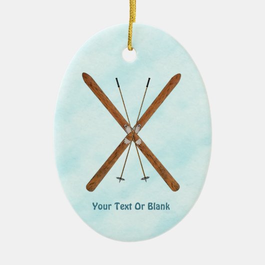 Langlaufski im Schnee Keramik Ornament (Vorne)