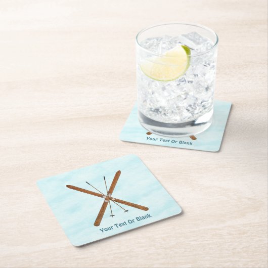 Langlaufski im Schnee Rechteckiger Pappuntersetzer (Vor Ort)