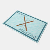 Langlaufski im Schnee - Willkommen Fußmatte (Schrägansicht)