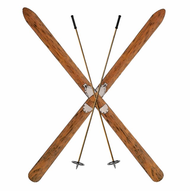 Langlaufskier und Polen Fotoskulptur Magnet (Vorne)