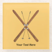 Langlaufskier und Polen Glasuntersetzer (Vorderseite)