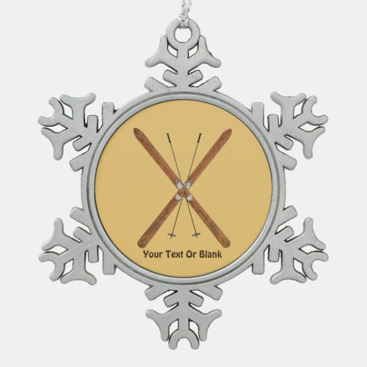 Langlaufskier und Polen Schneeflocken Zinn-Ornament (Vorderseite)