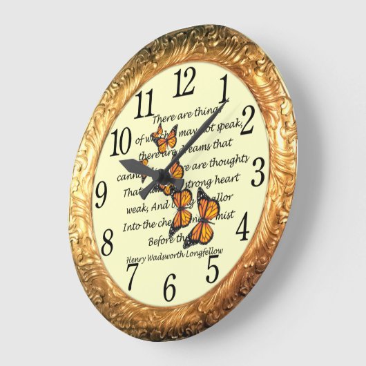 Langleiner ~ Monarchschmetterlinge ~ Goldener Ring Große Wanduhr (Winkel)