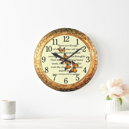 Langleiner ~ Monarchschmetterlinge ~ Goldener Ring Große Wanduhr (Zuhause)