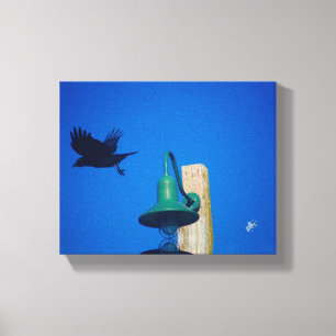 Langley Crow Light Post Blau Grüne Kunst Leinwanddruck