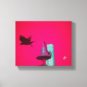 Langley Crow Light Post Coral Cyan Kunst Leinwanddruck