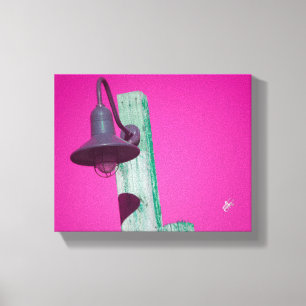 Langley Lampenpfosten Pink Aqua Farb-Kunst Leinwanddruck