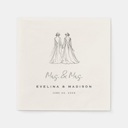Langley Mrs. & Mrs. Wedding Serviette (Vorderseite)