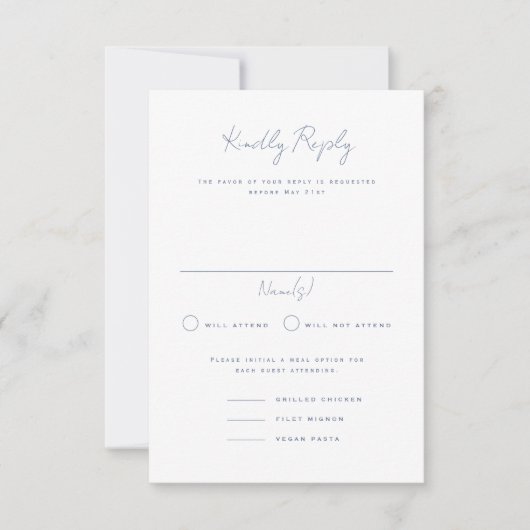 Langley Portrait Wedding RSVP Card Einladung (Vorderseite)