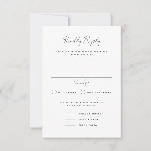 Langley Portrait Wedding RSVP Card Einladung (Vorderseite)