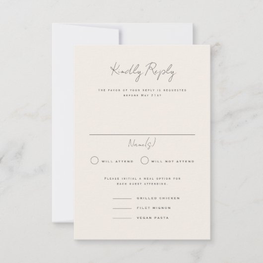 Langley Portrait Wedding RSVP Card Einladung (Vorderseite)