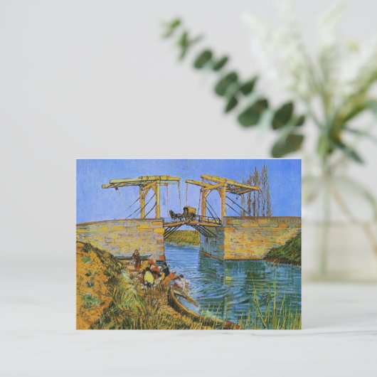 Langlois Bridge Women Washing Van Gogh Fine Art Postkarte (Stehend Vorderseite)