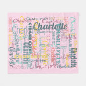 Langname Muster Typografie Pink Baby Fleecedecke (Vorderseite (Horizontal))