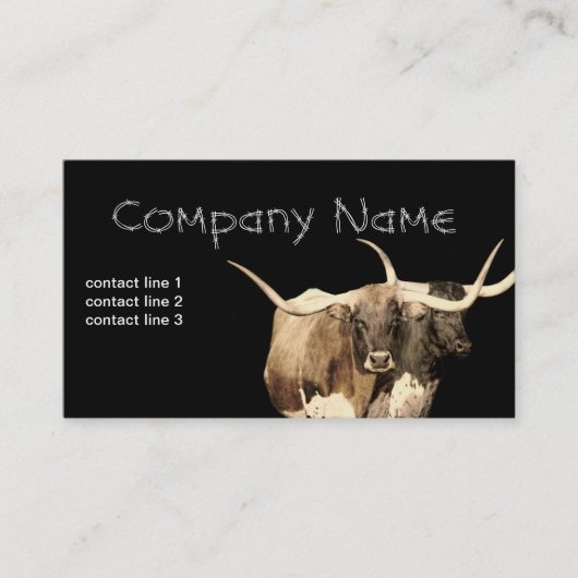 Langornkühe auf einer Ranch Visitenkarte (Vorderseite)