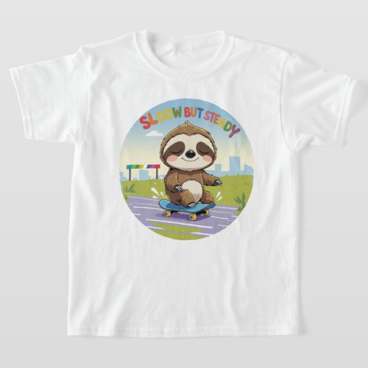 Langsam aber stetig - Niedliches Sloth Skateboardi T-Shirt (Ablage )