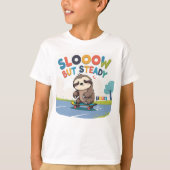 Langsam aber stetig - Niedliches Sloth Skateboardi T-Shirt (Vorderseite)